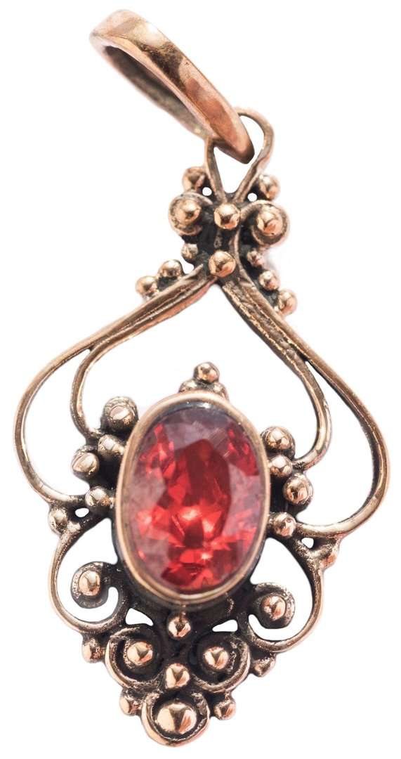 Schmuck Anhänger - SALIA - Mittelalter - Granat Kristall - Bronze