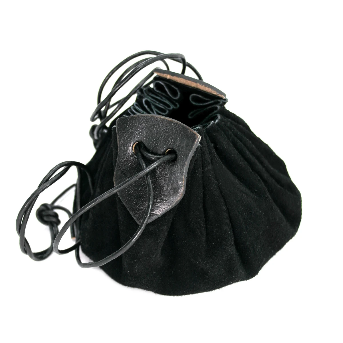 Lederbeutel "Hug" aus Veloursleder schwarz